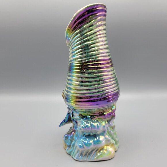 Vintage Iridescent Ceramic Vase Shell Shape Ocean Inspired Design 7.5" Tall - Picture 5 of 11
